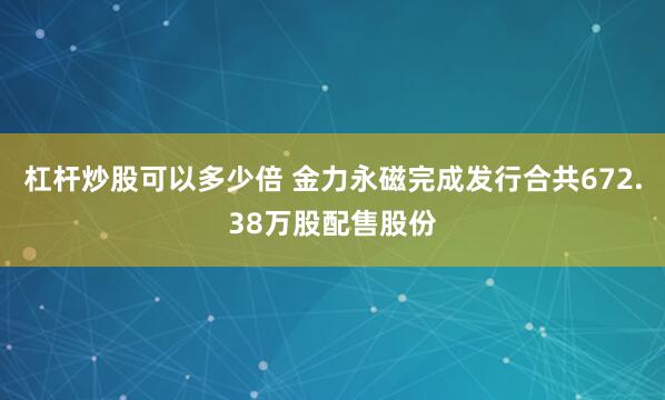 杠杆炒股可以多少倍 金力永磁完成发行合共672.38万股配售股份