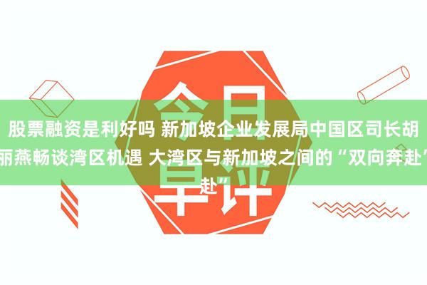 股票融资是利好吗 新加坡企业发展局中国区司长胡丽燕畅谈湾区机遇 大湾区与新加坡之间的“双向奔赴”