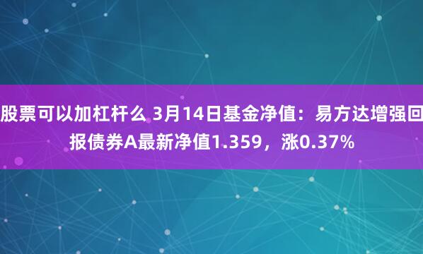 股票可以加杠杆么 3月14日基金净值：易方达增强回报债券A最新净值1.359，涨0.37%